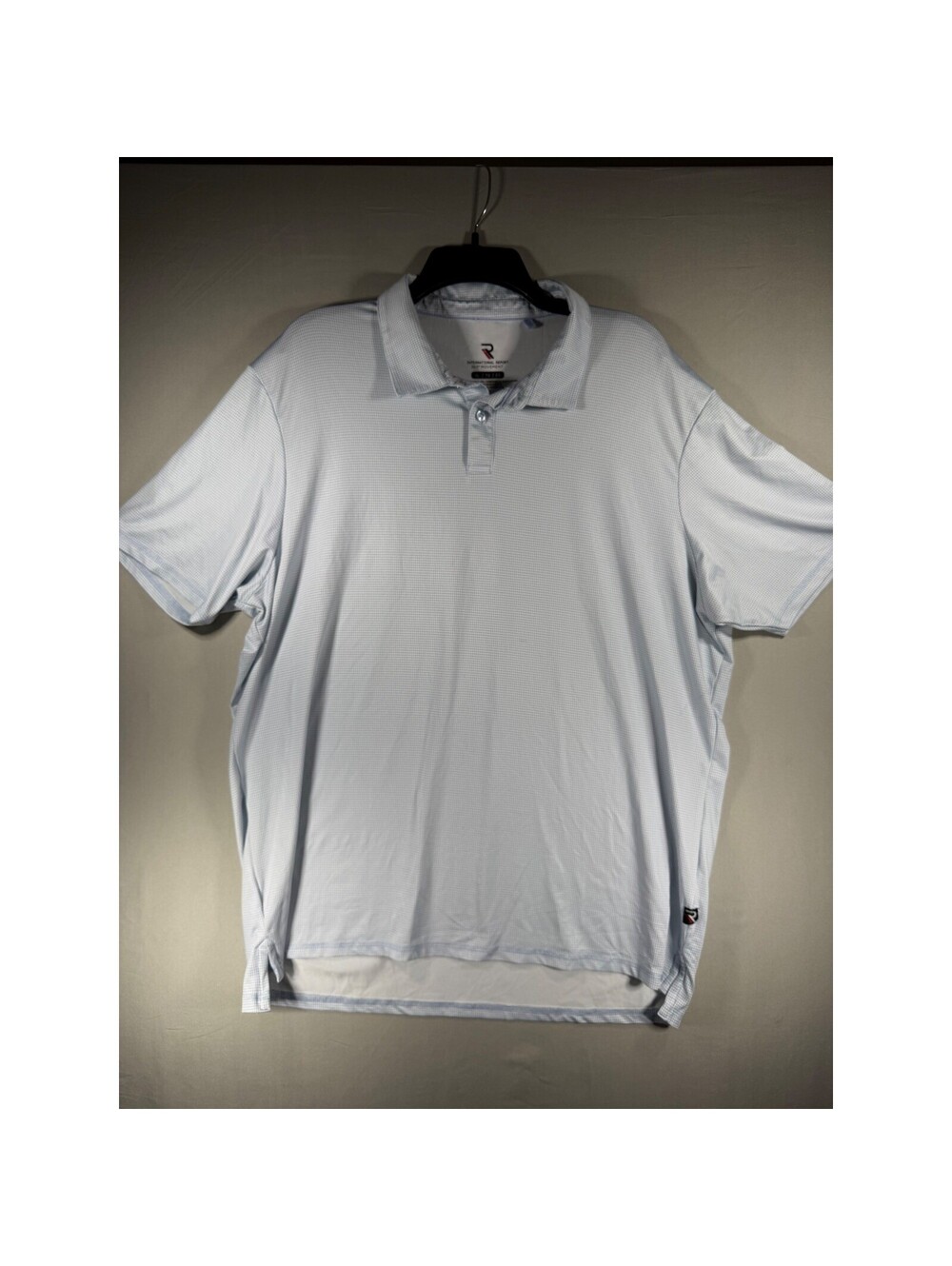 International Report 360 Movement Mens XL Polo Shirt Blue Micro Check Golf Top